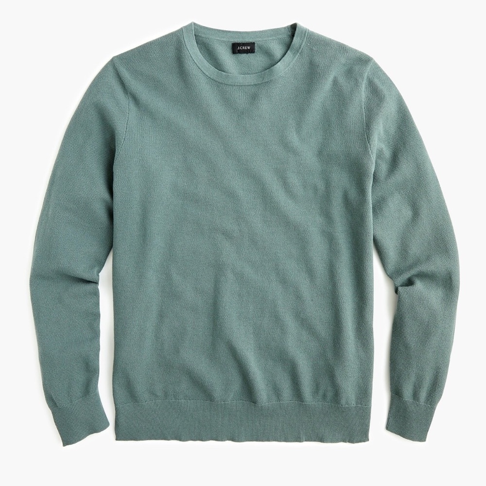 J. Crew Cotton-Cashmere Pique Crewneck Sweater in Sage Green NWT